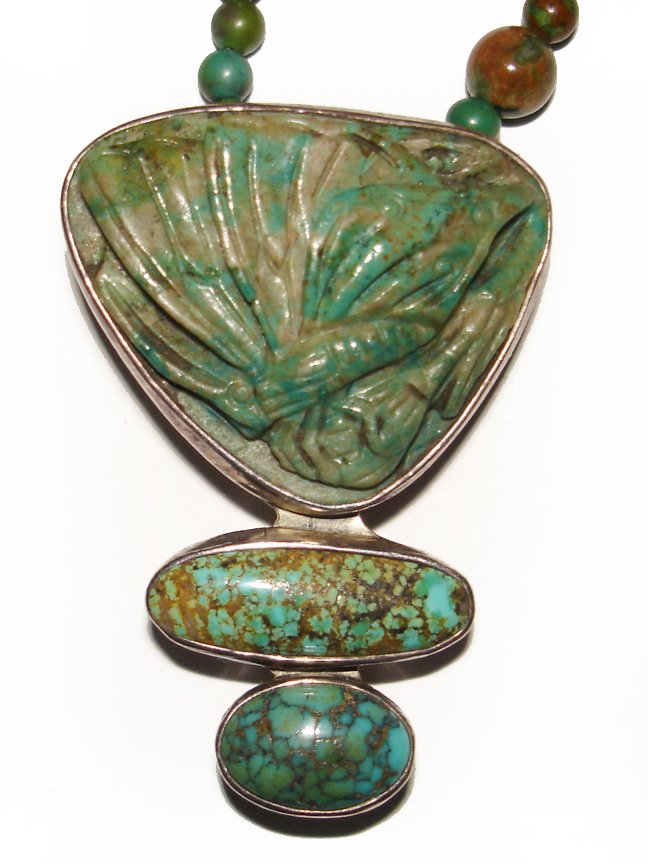 Delicate Carved Turquoise Butterfly Necklace (1 of 2)