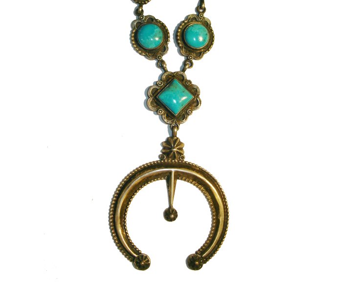 Vintage Turquoise Concho Necklace with Naja (1 of 2)
