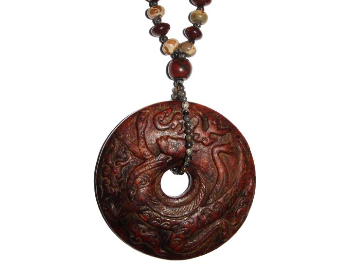 Antique Jade Bi Disk Pendant with Mythological Immortal (1 of 2)