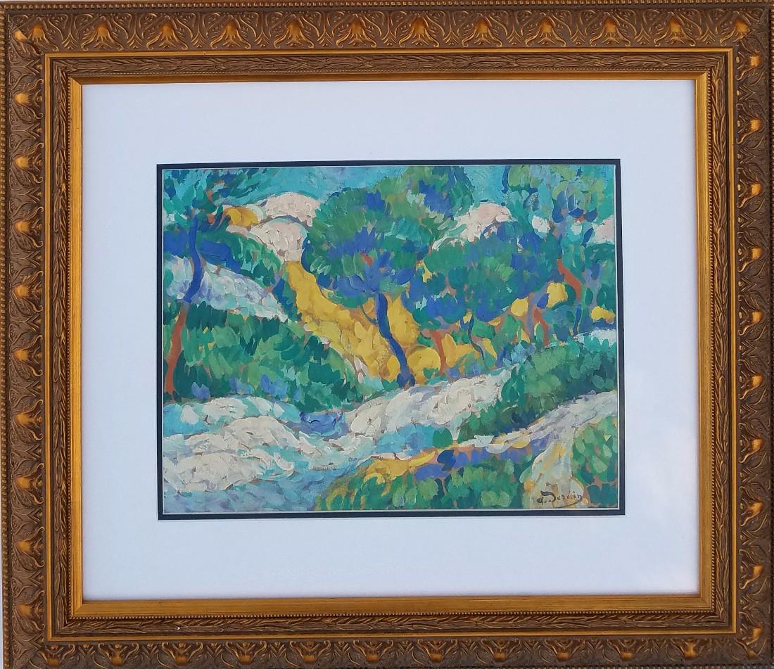 Andres Derain gouache on paper signed painting: Andres Derain gouache on paper signed painting, 11 1/4 x 13 3/4 in. Excellent condition. Framed. Cerified by Roberto J. Cayuso.