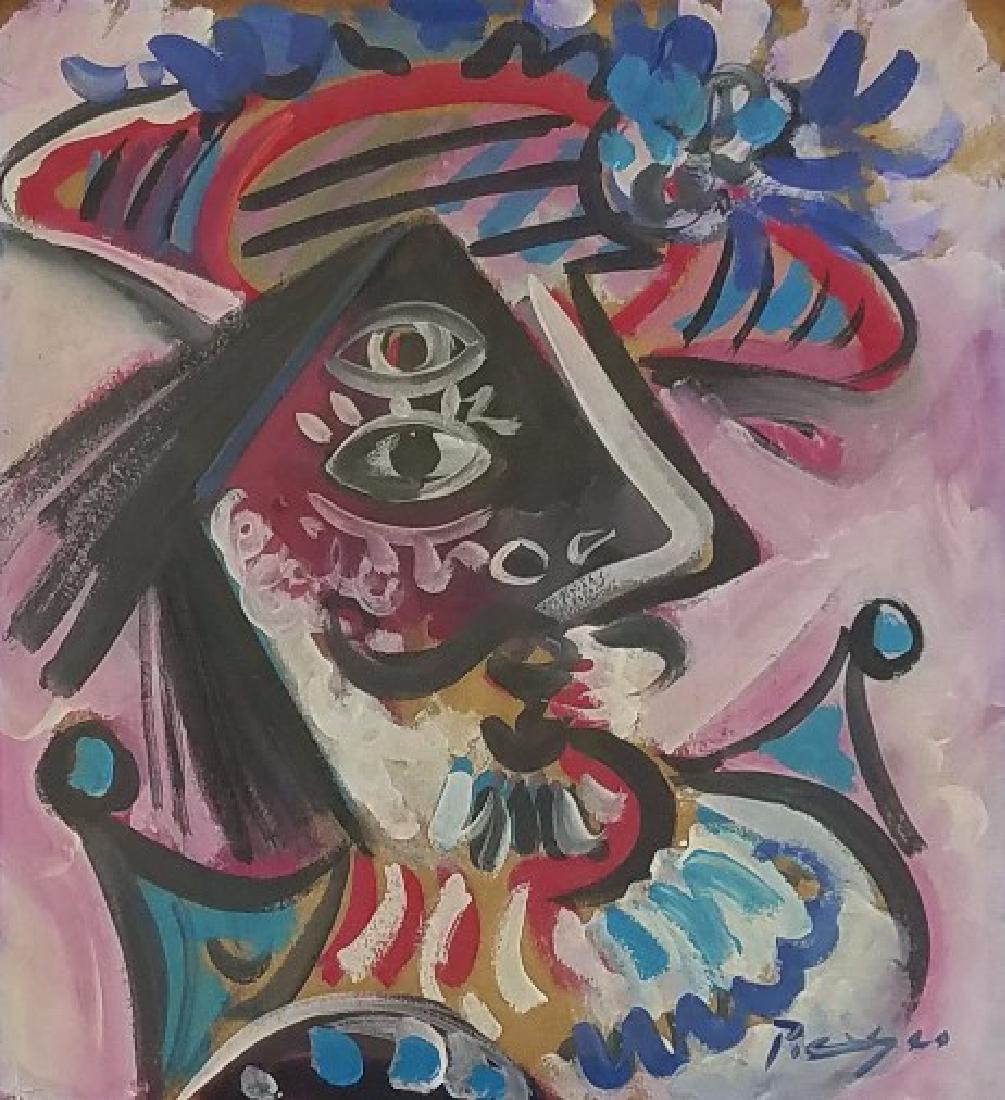 Pablo Picasso mixed media on paper signed painting. (1 of 1)