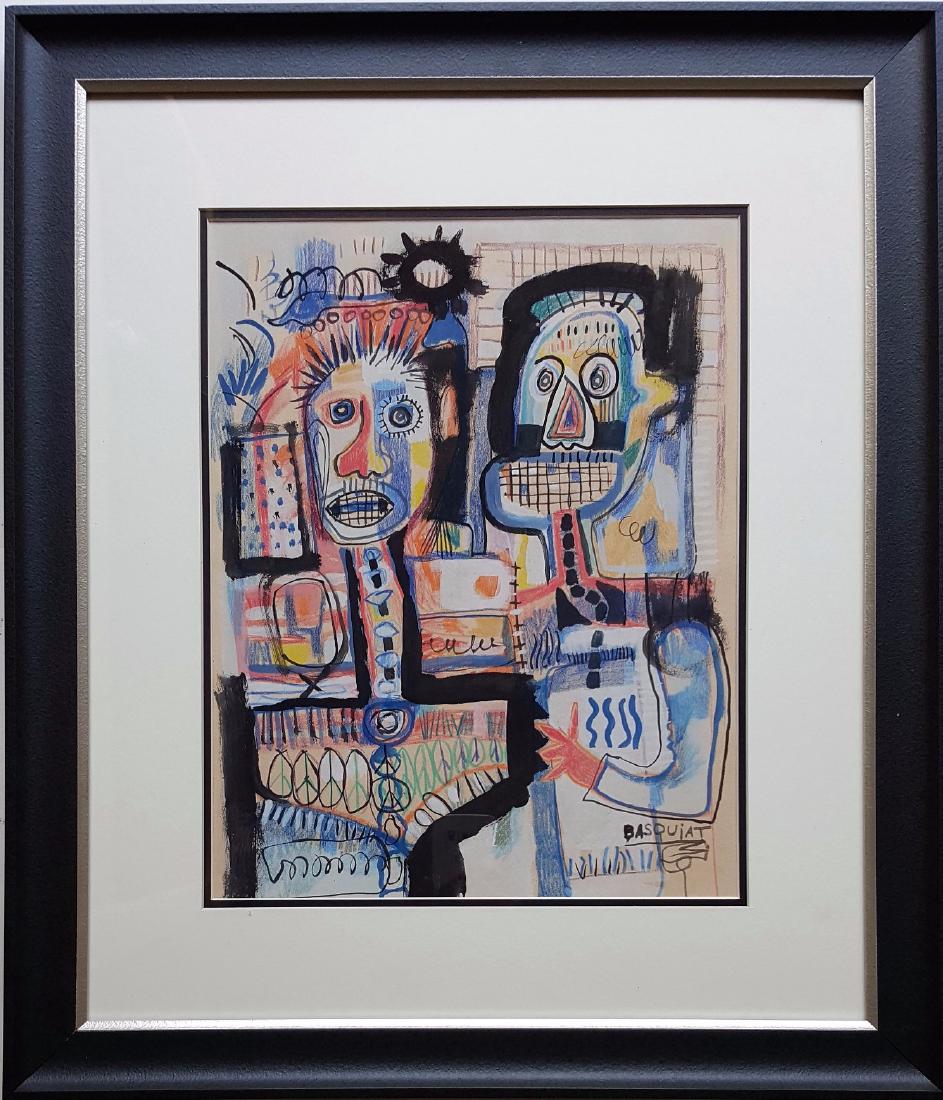 JEAN MICHEL BASQUIATÂ  mixed media on paper signed (1 of 4)