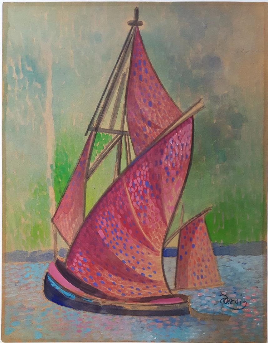 Andre Derain gouache on paper signed painting: Andre Derain gouache on paper signed painting,13 7/8 x 10 7/8 in. Signed on bottom right, Excellent condition. Framed. Private collection. COA. André Derain was a French painter of the Fauvist school