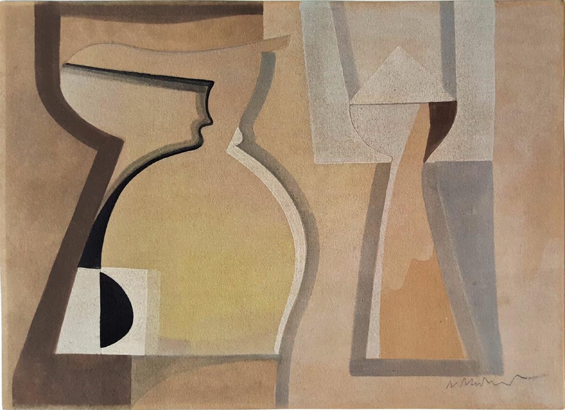 Ben Nicholson gouache on paper signed painting (1 of 3)