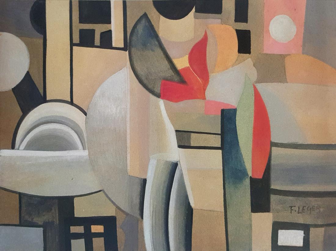 gouache on paper signed painting F. Leger (1 of 1)