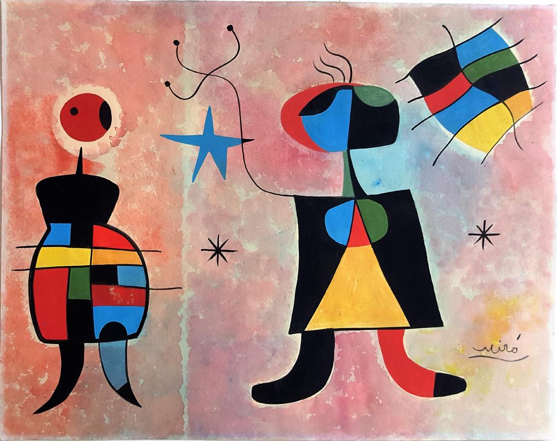 (Att.) Joan MIRO gouache on paper signed painting (1 of 1)