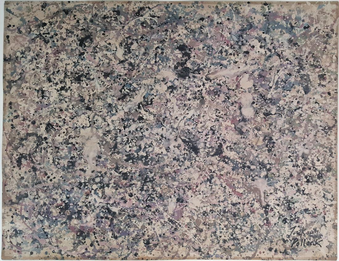 Jackson Pollock mixed media on paper signed painting. (1 of 2)
