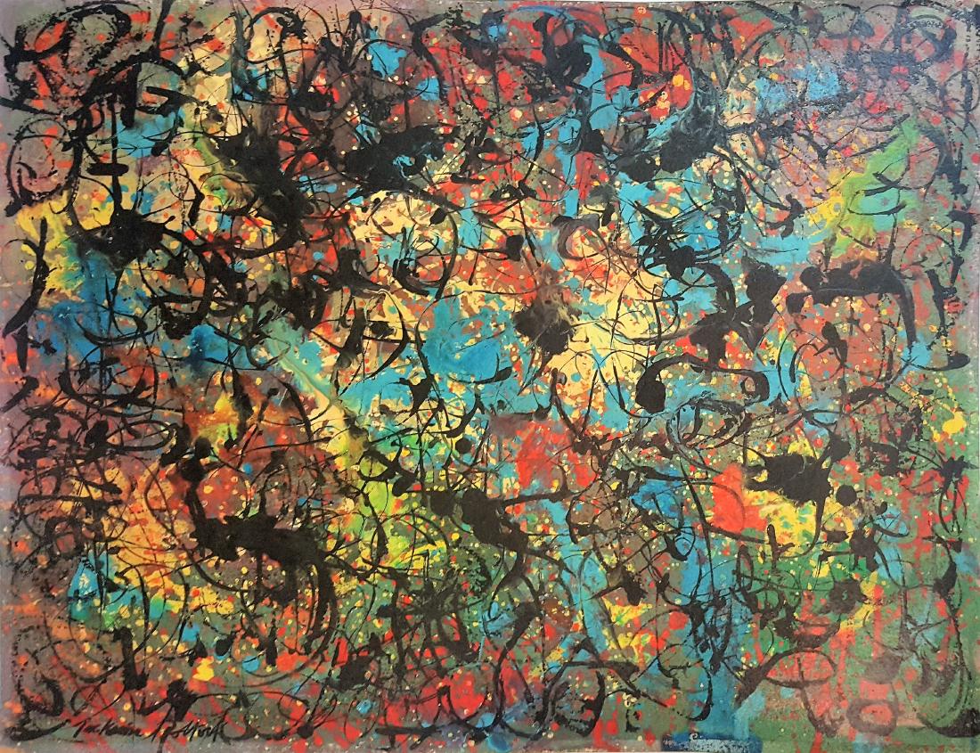 Jackson Pollock mixed media on paper signed painting (1 of 2)