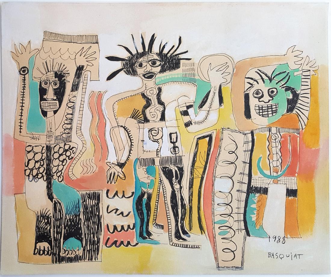 JEAN MICHEL BASQUIATÂ  mixed media on paper signed (1 of 1)