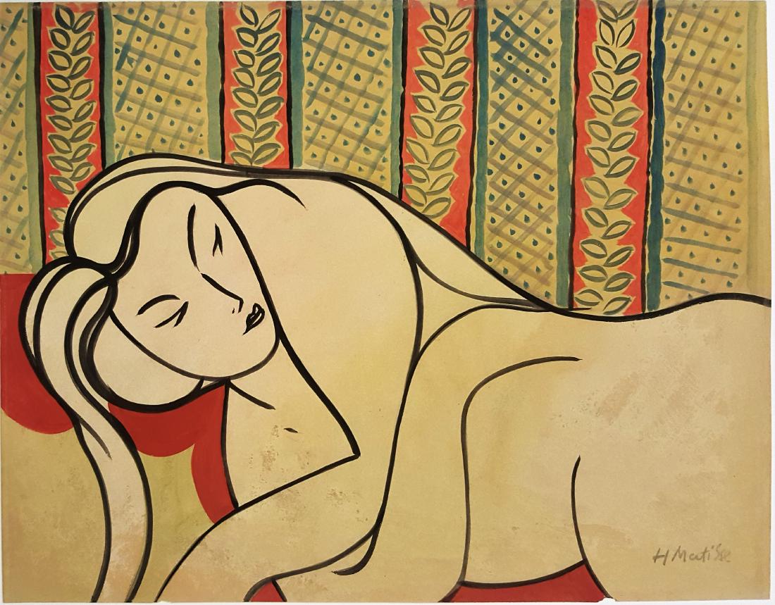 Henri MATISSE gouache on paper signed painting(Att.) (1 of 2)