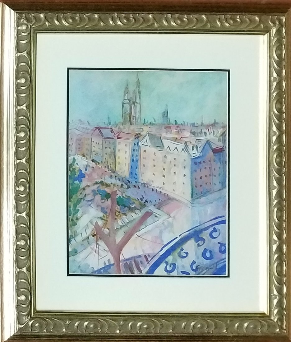 Isaac Grnewald. Swedish: Gouache on paper 14 x 11.5 in. Signed on bottom right. Excellent condition. Framed. Private collection