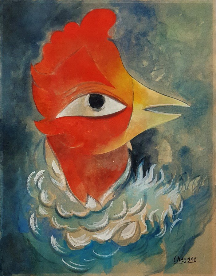 Marc CHAGALL gouache on paper signed painting (1 of 2)
