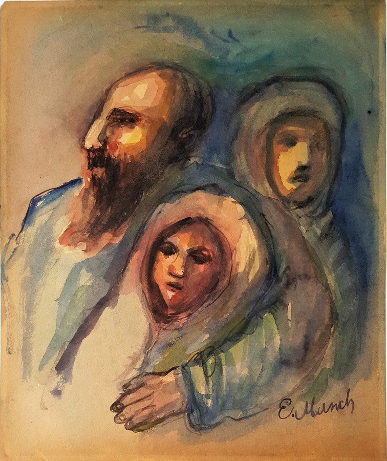 Edvard MUNCH watercolor on paper signed painting: Edvard MUNCH watercolor on paper,12.3/8 x 10.1/4 in. Signed on bottom left.Excellent condition.Framed.Private collection.