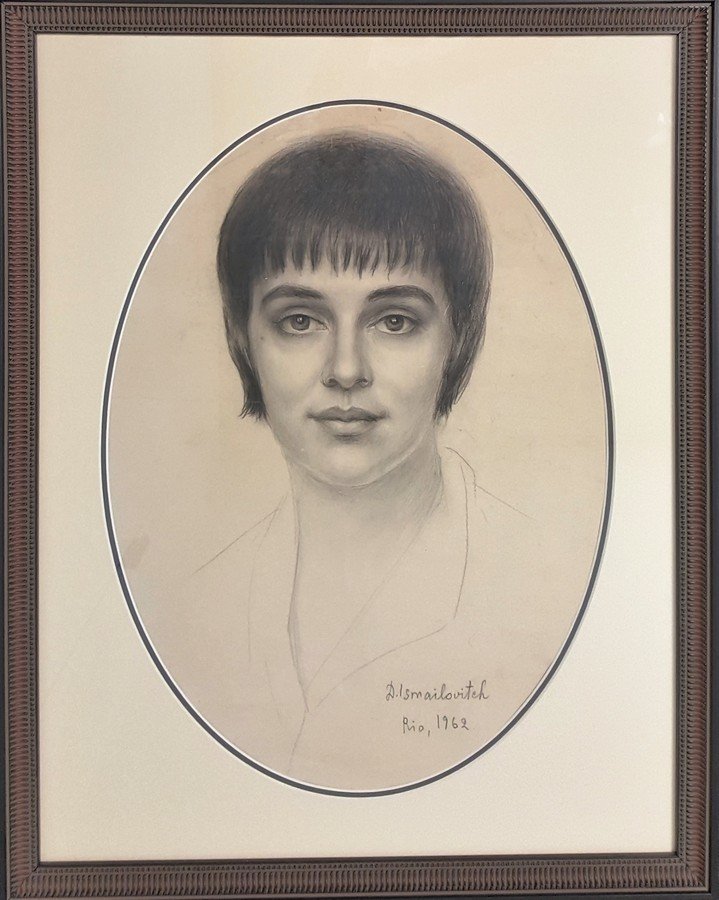 Dimitri Ismailovitch crayon drawing signed (1 of 1)