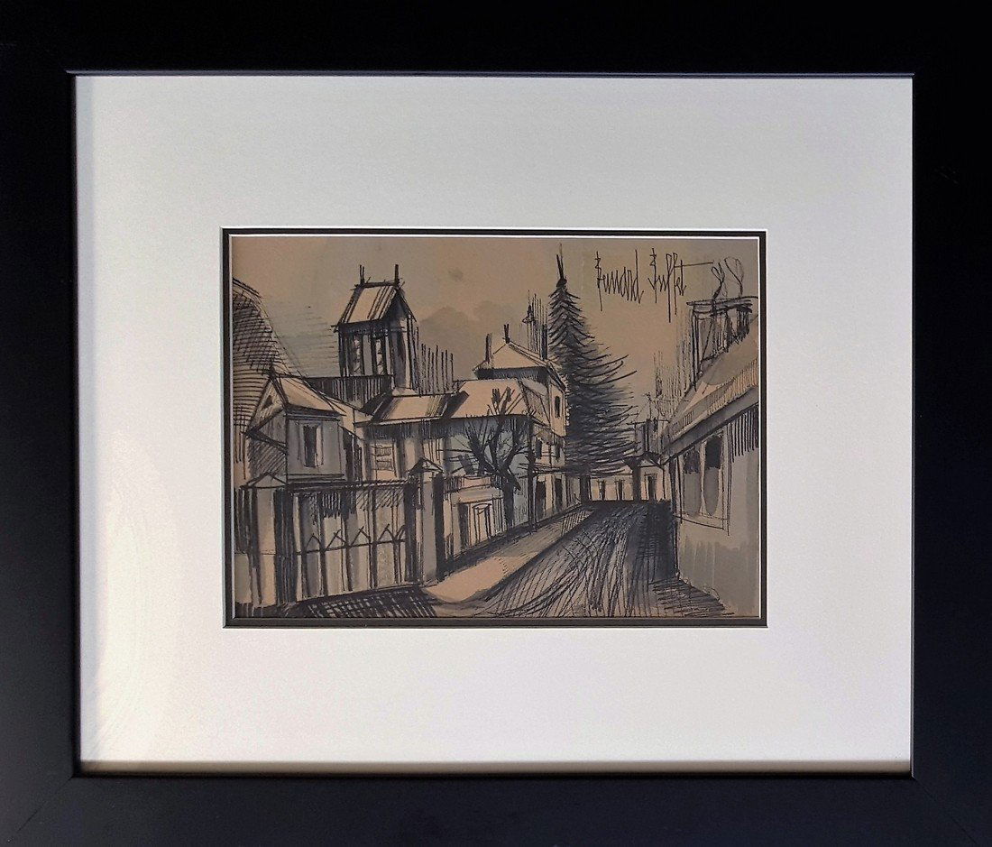 Bernard BUFFET mixed media on paper signed painting (1 of 2)