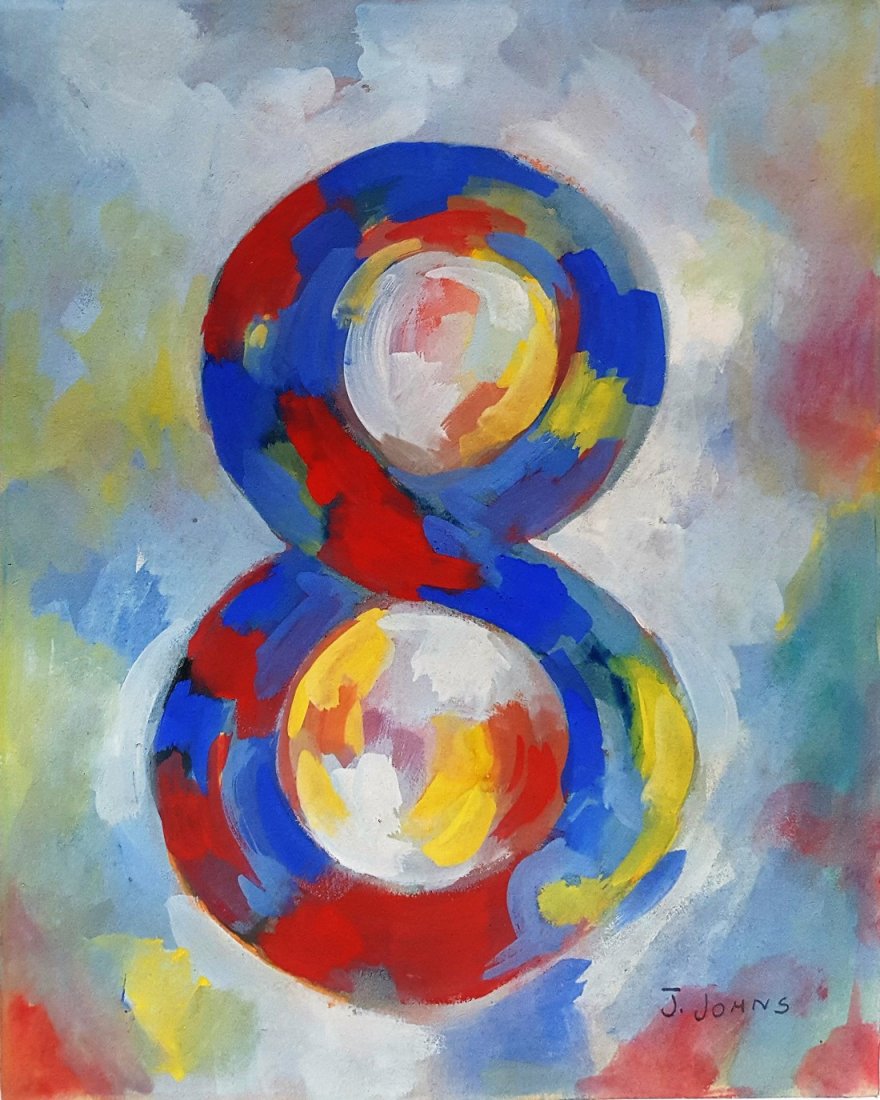 Jasper JOHNS gouache on paper signed painting (1 of 3)