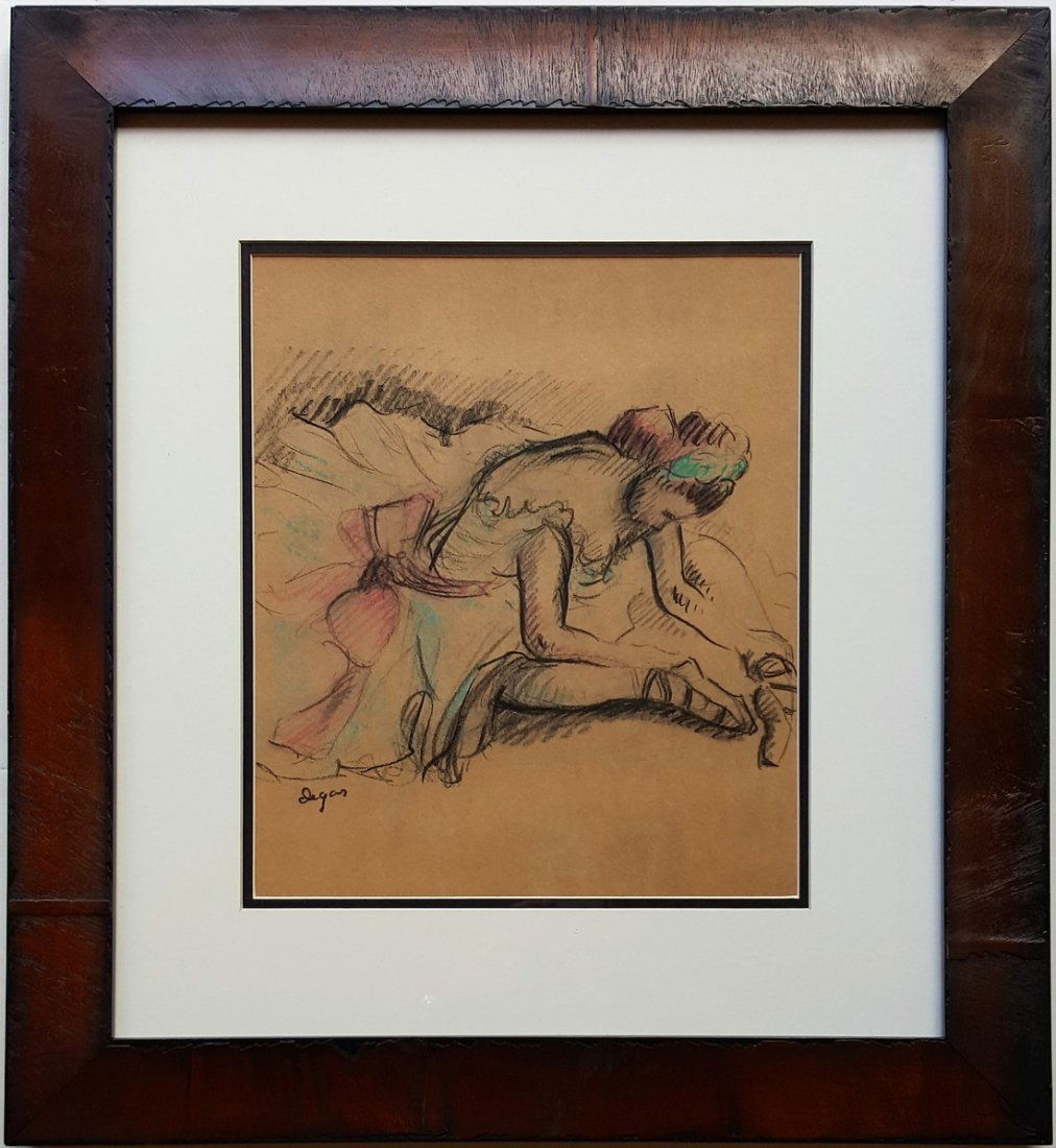 Edgar Degas mixed media on paper signed painting (1 of 3)