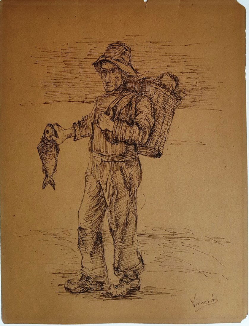 Vincent Van Gogh ink on paper   signed painting (1 of 2)