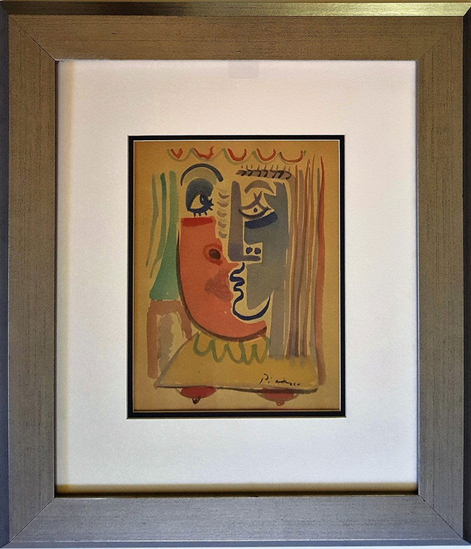 Pablo PICASSO watercolor on paper signed painting (1 of 3)