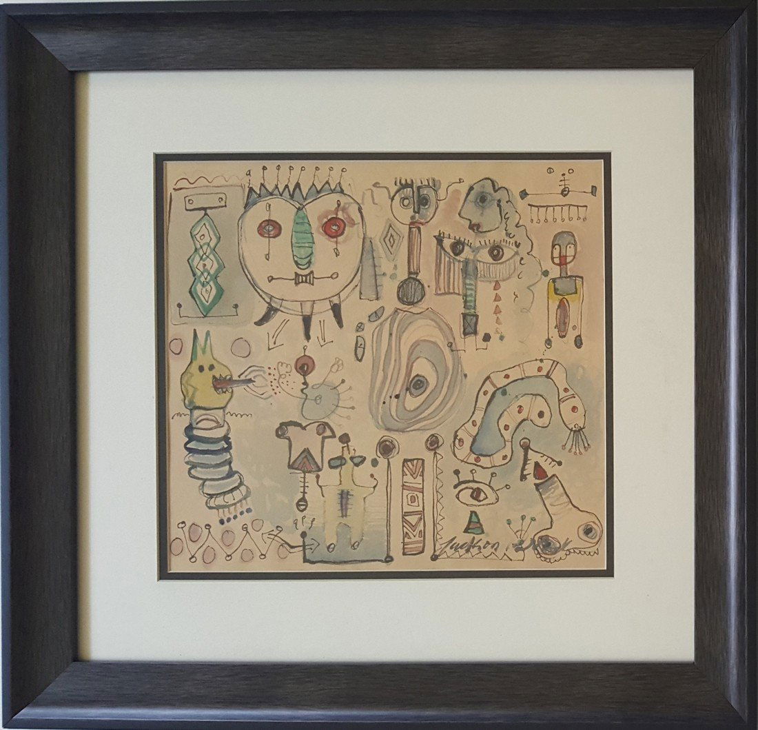 Jackson Pollock mixed media on paper  signed painting (1 of 3)