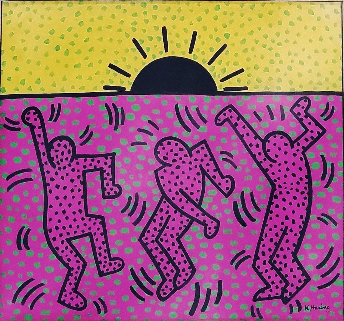 Keith Haring  gouache on paper signed painting (1 of 1)
