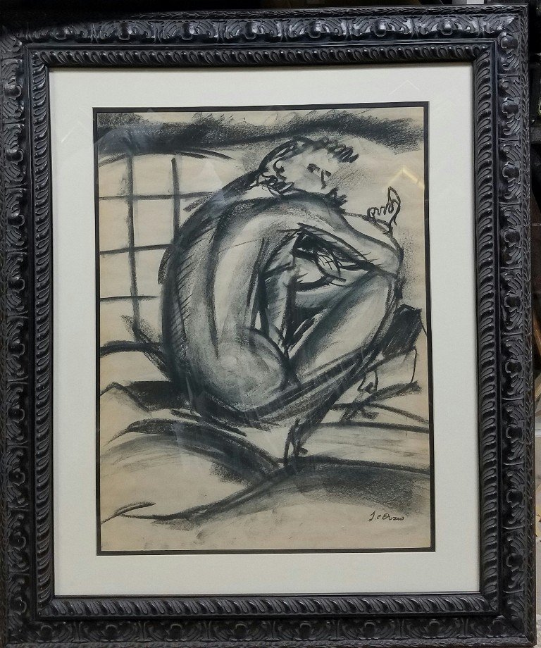 Jose Clemente Orozco charcoal on paper signed painting: Style of Jose Clemente Orozco charcoal on paper signed painting, 28 x 20 in. Excellent condition. Framed. Private collection.