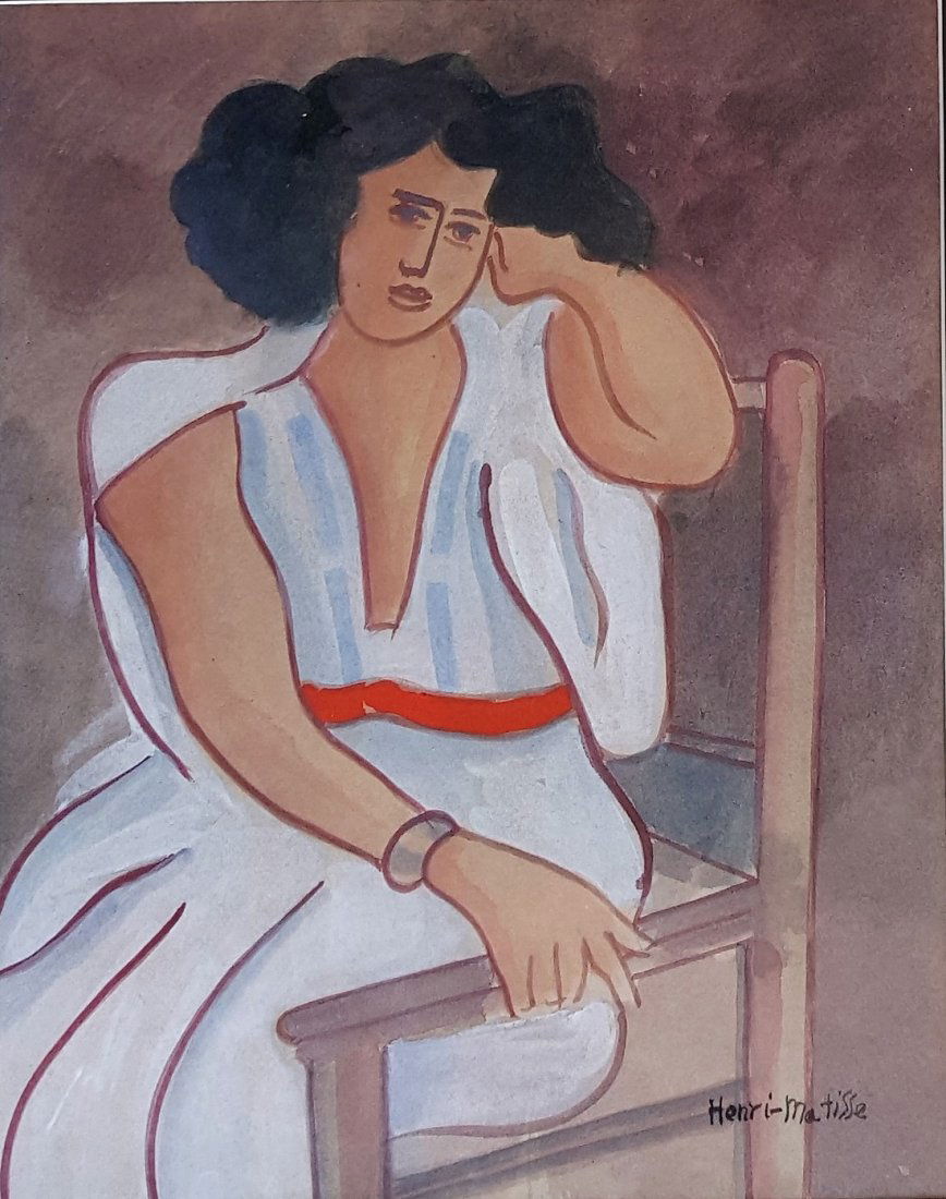 Henri MATISSE gouache on paper signed painting (1 of 2)