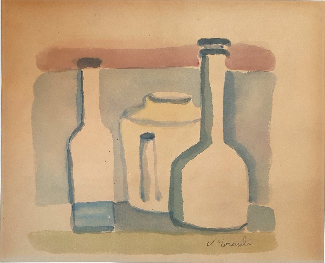 Giorgio Morandi watercolor on paper signed painting (1 of 2)