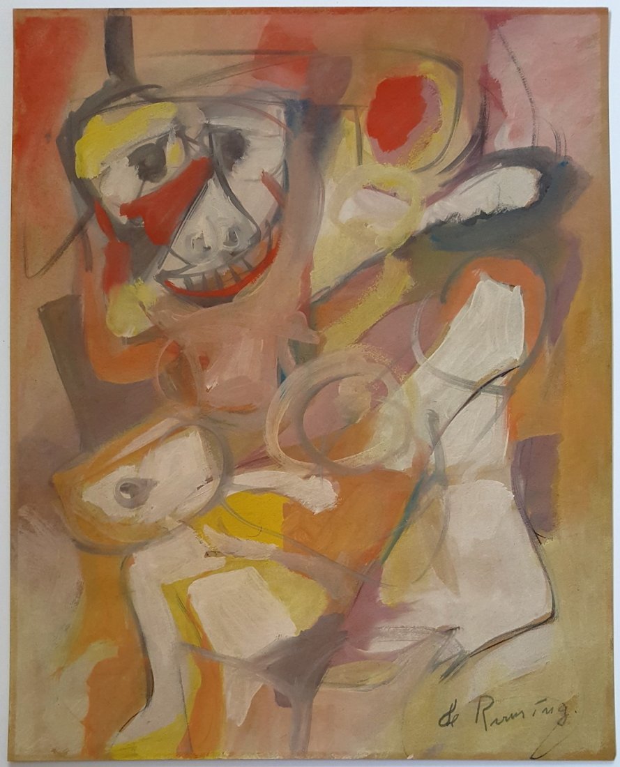 Willem DE KOONING gouache on paper signed painting (1 of 3)