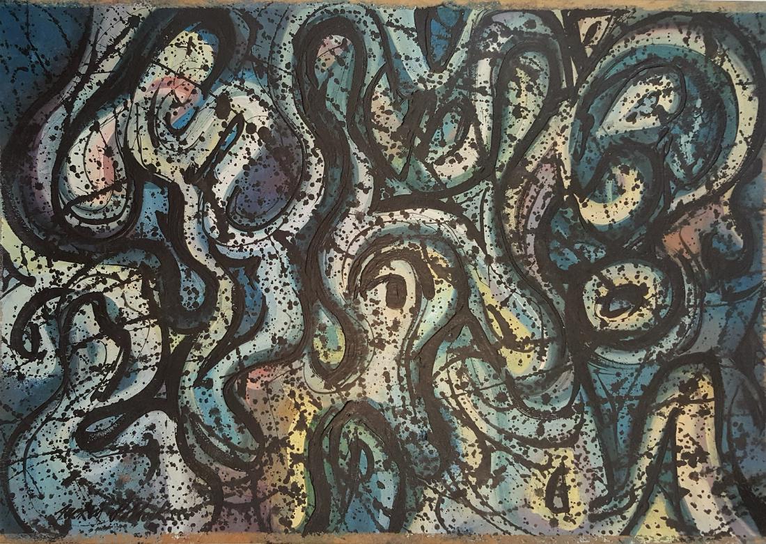 Jackson Pollock mixed media on paper signed painting (1 of 2)