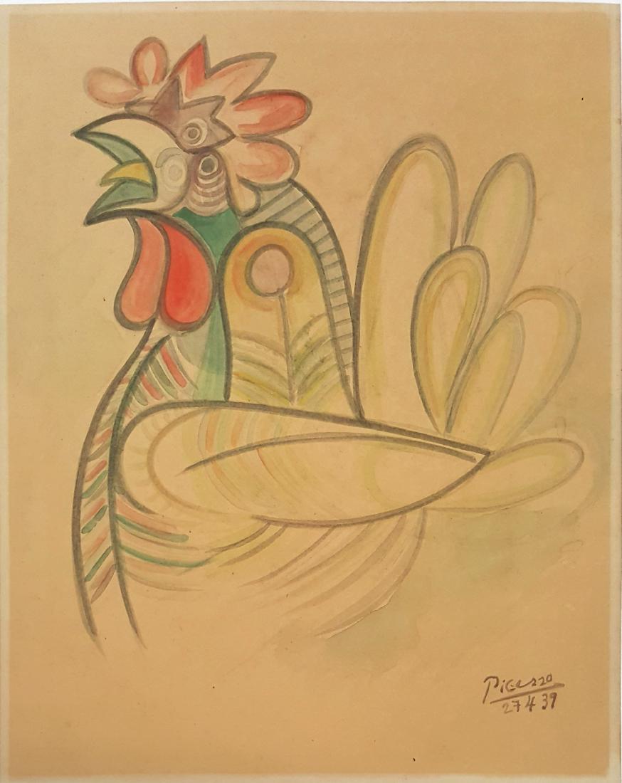 Pablo PICASSO watercolor on paper signed panting (1 of 2)