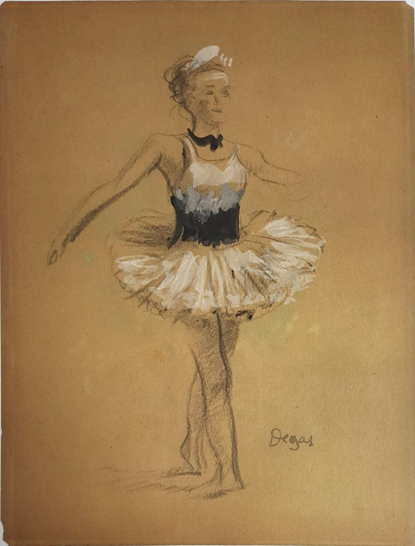 Edgar Degas mixed media  on paper signed painting (1 of 3)