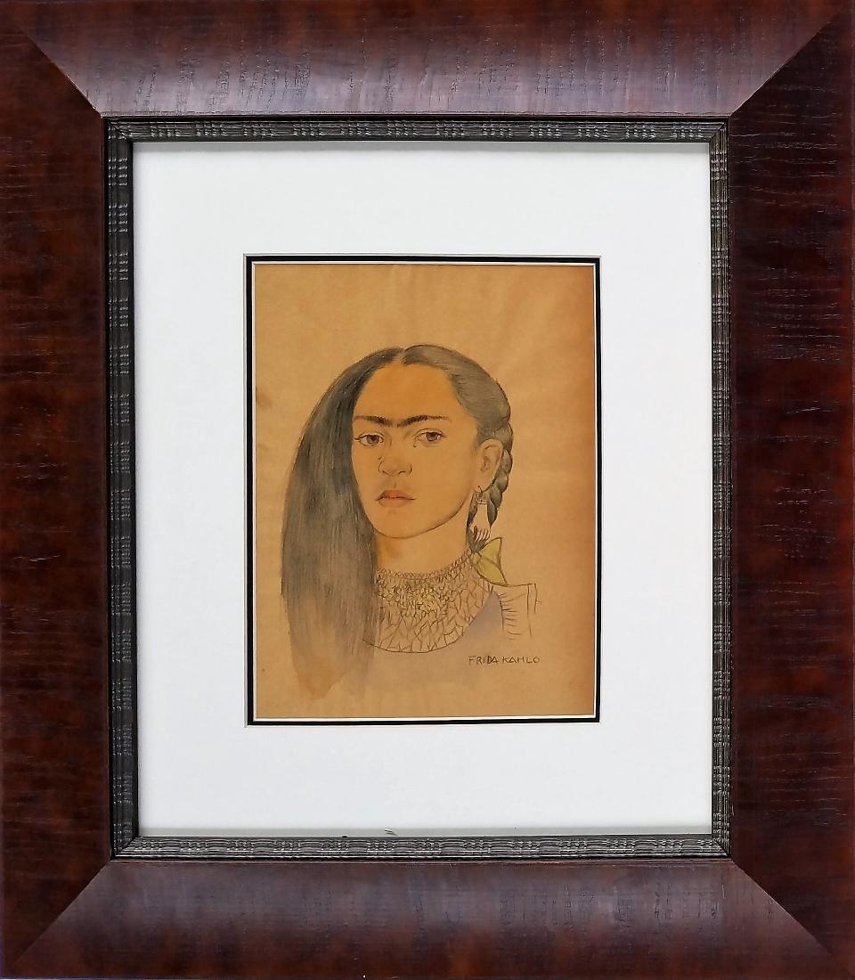 Frida Kahlo watercolor on paper signed painting (1 of 2)