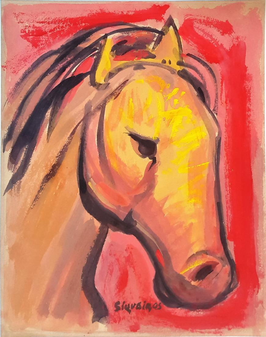 David Alfaro SIQUEIROS gouache on paper signed painting (1 of 3)