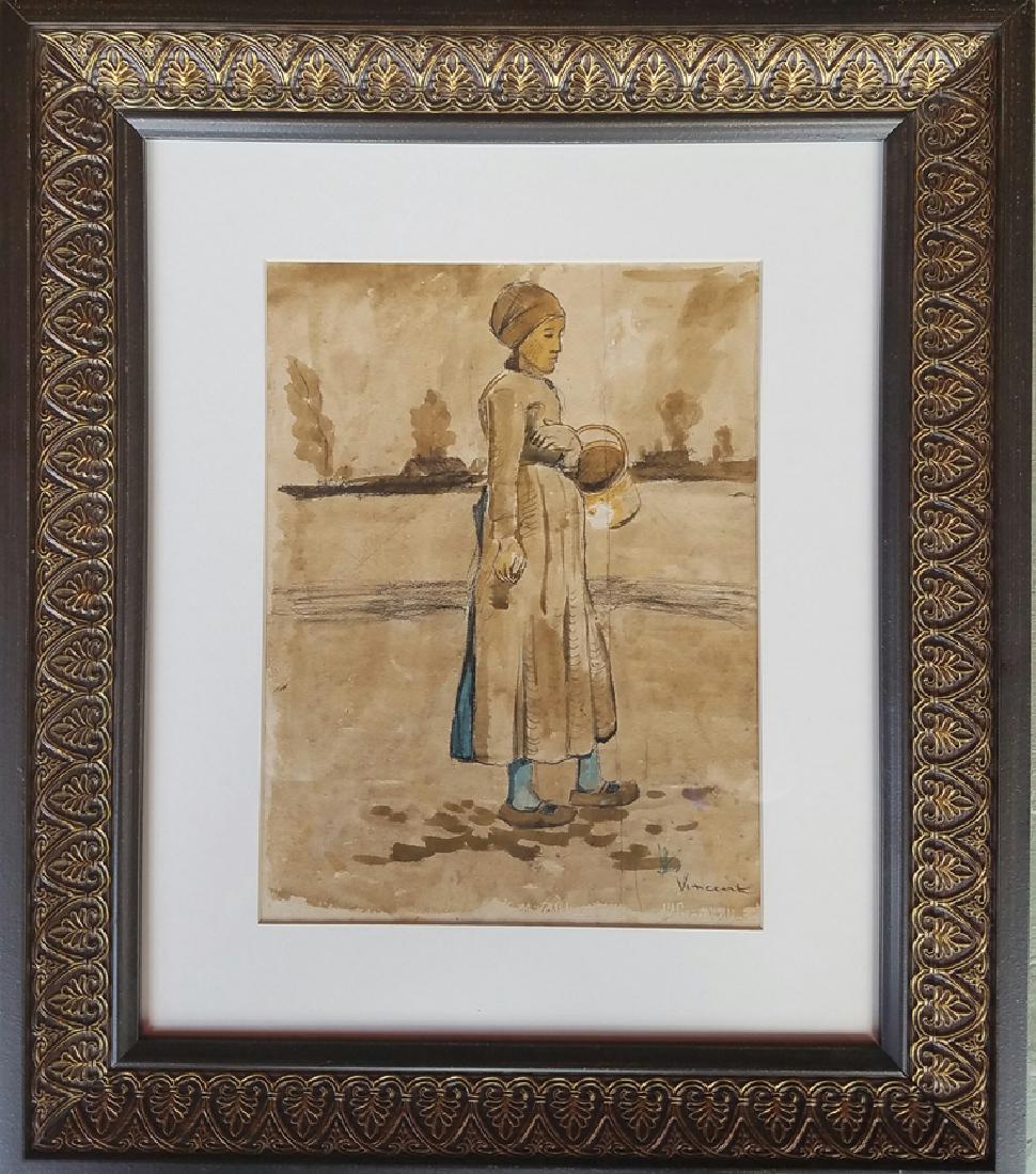 Vincent Van Gogh watercolor on paper signed painting (1 of 1)