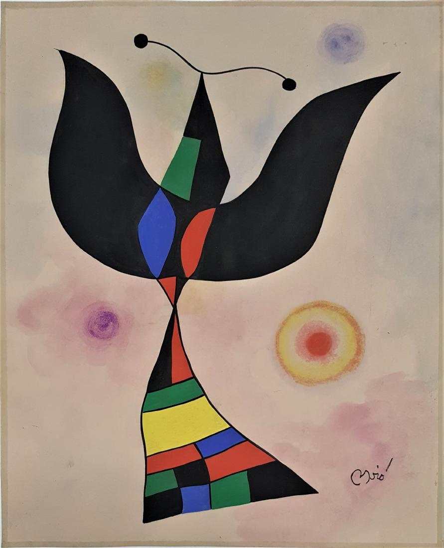 Joan MIRO gouache on paper signed painting (1 of 2)