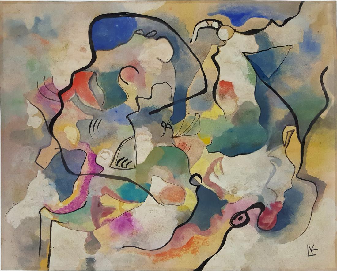 Wassily KANDINSKY gouache on paper signed painting (1 of 2)