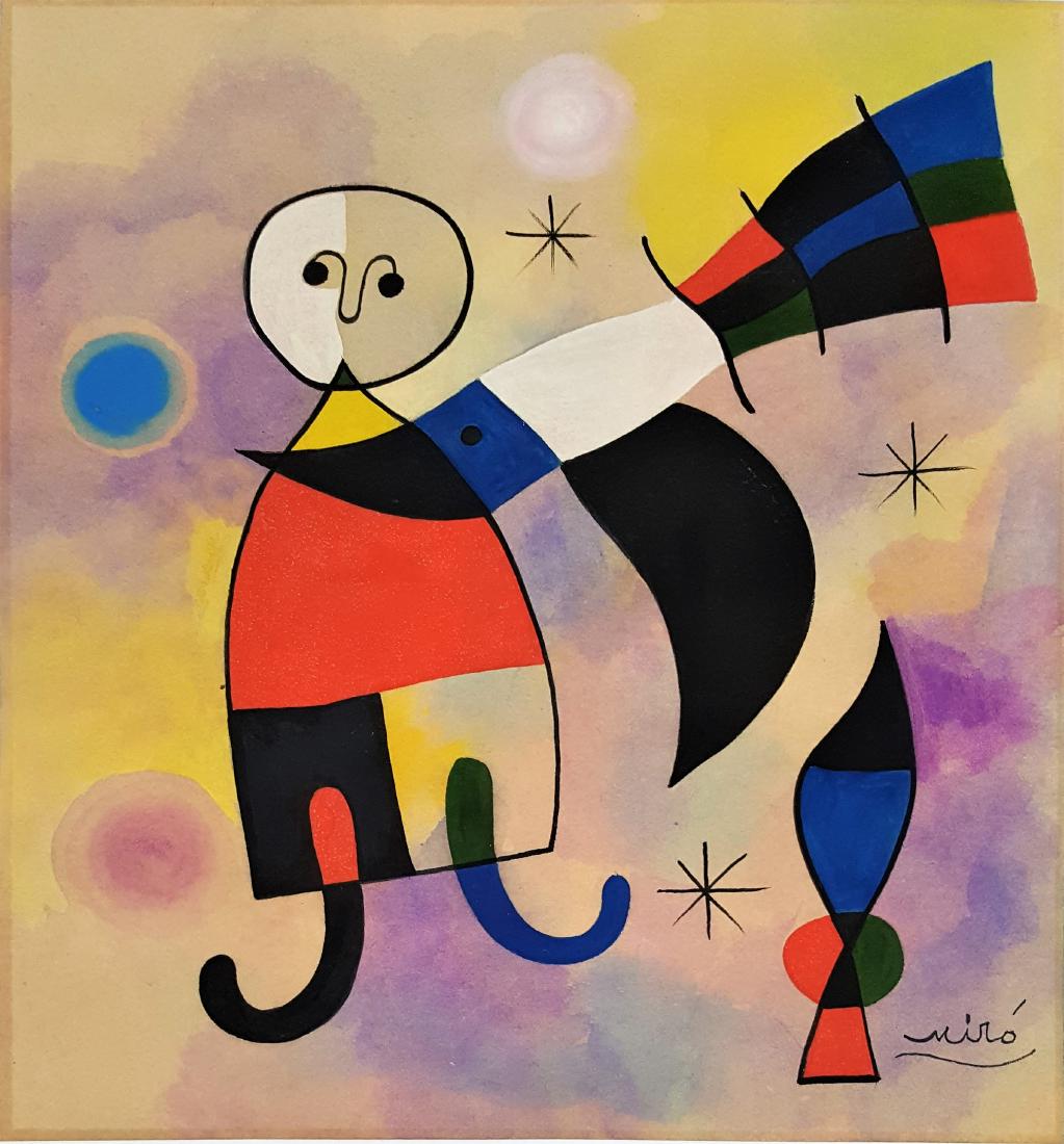 Joan MIRO gouache on paper signed painting (1 of 2)