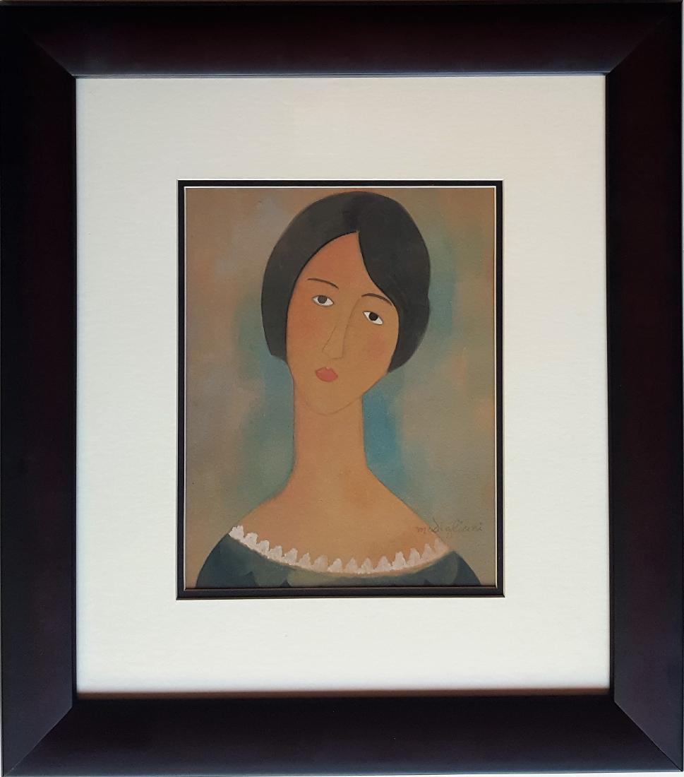 Amedeo Modigliani gouache on paper signed painting (1 of 3)