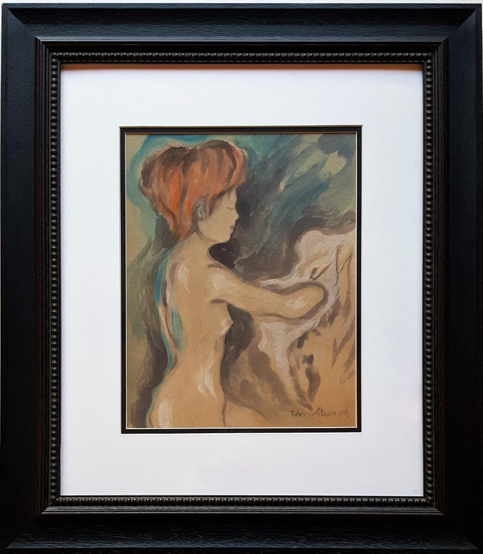 Edvard MUNCH watercolor on paper signed painting (1 of 3)