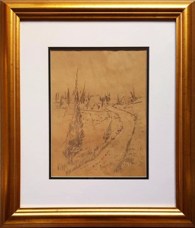 Vincent Van Gogh gouache on paper signed painting (1 of 1)