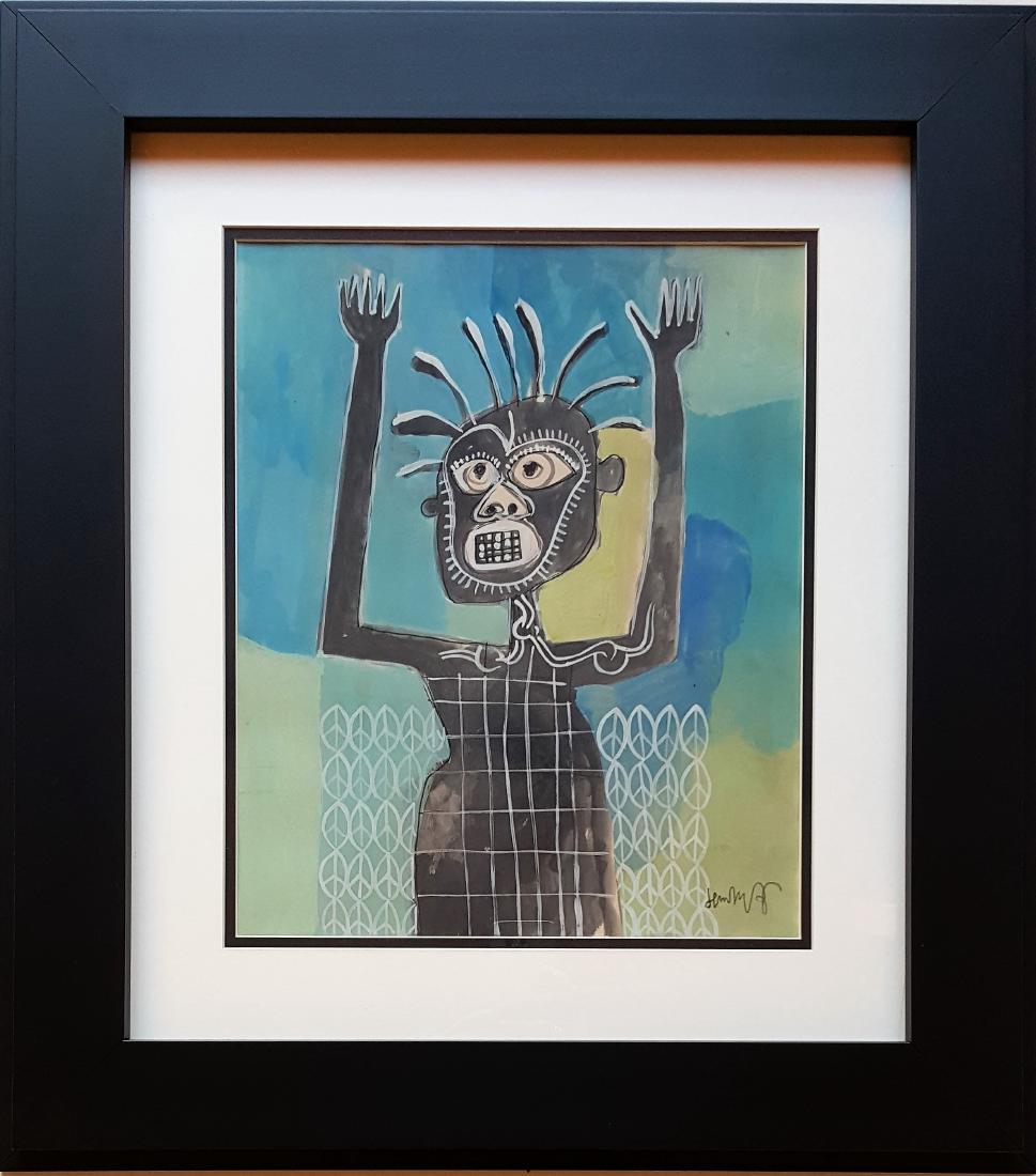 JEAN MICHEL BASQUIATÂ  mixed media on paper signed (1 of 3)