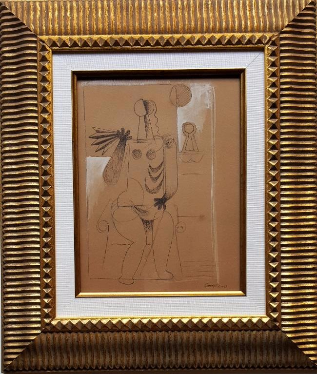 Mario CARREÃ‘O mixed media on paper signed painting: Mario CARREÃ‘O mixed media on paper signed on bottom right painting, 11 13/16 x 9 in. Dated 1947. Excellent condition. Framed. Private collection.
