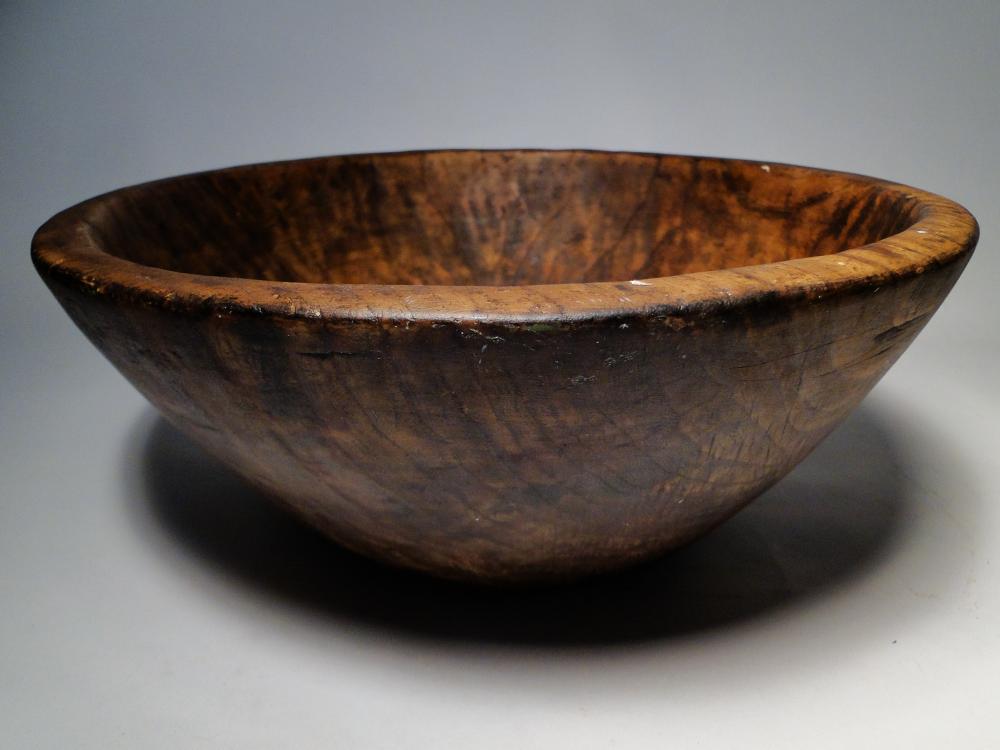 19TH C LARGE BURL BOWL (1 of 9)