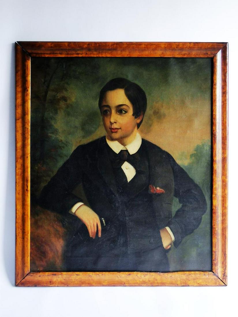 19TH C PORTRAIT PAINTING OF A BOY (1 of 4)