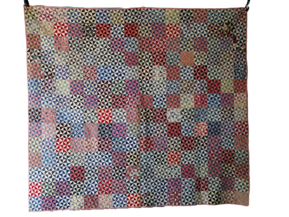 19TH C "THOUSAND PYRIMIDS" PATCHWORK QUILT (1 of 5)