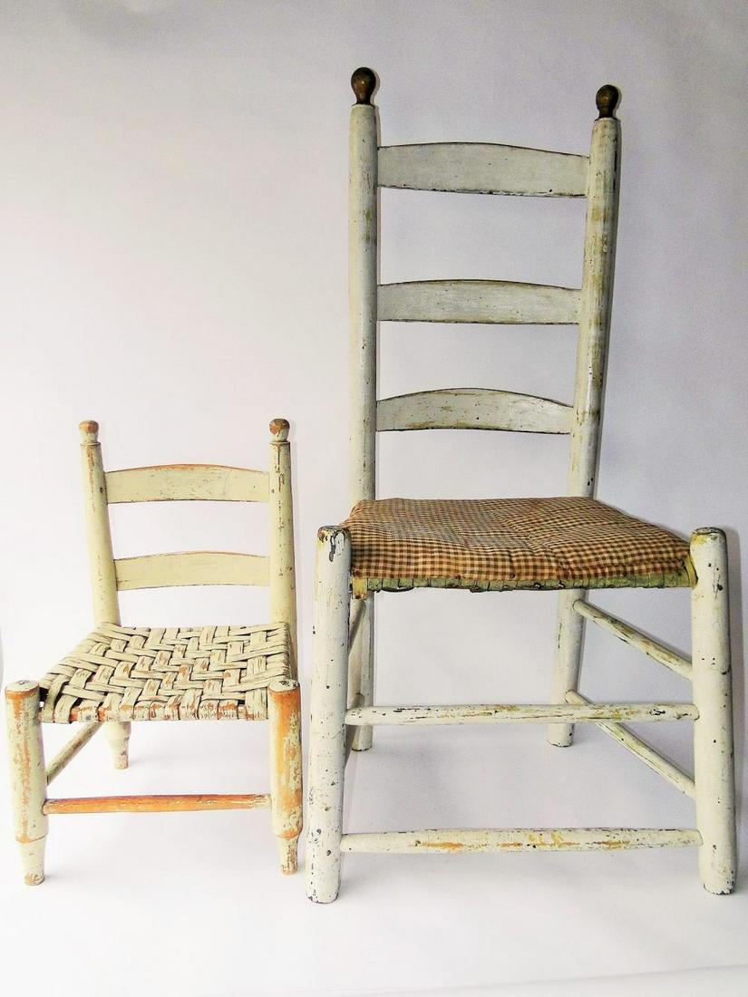 TWO EARLY PAINTED SIDE CHAIRS (1 of 1)