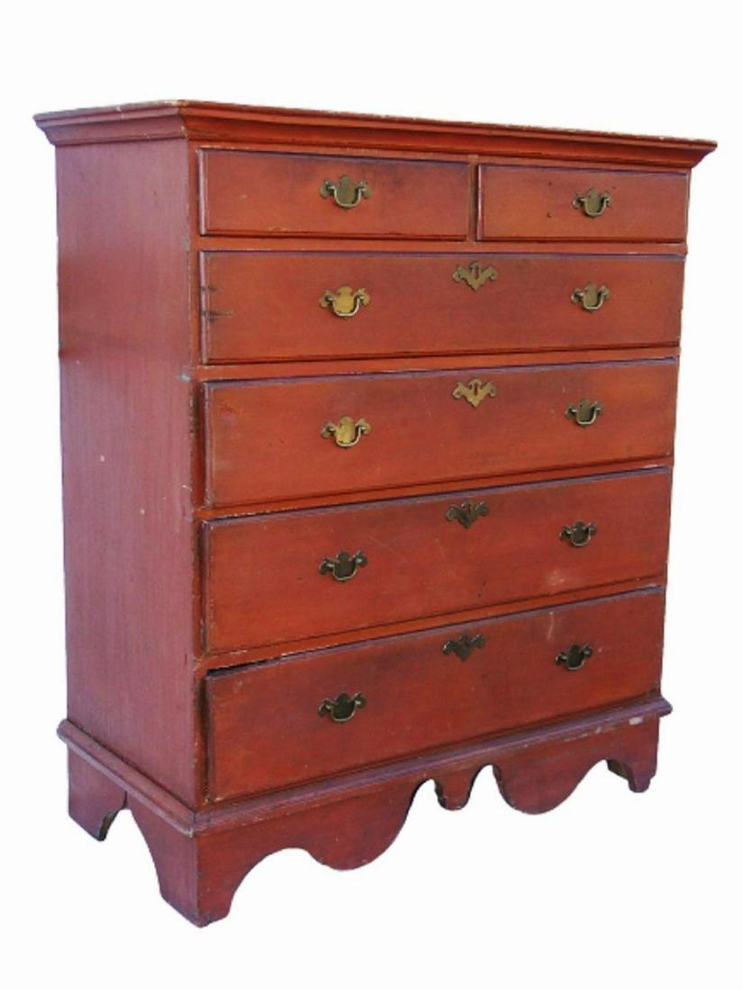 C. 1720-1750 PAINTED CHEST OF DRAWERS (1 of 9)