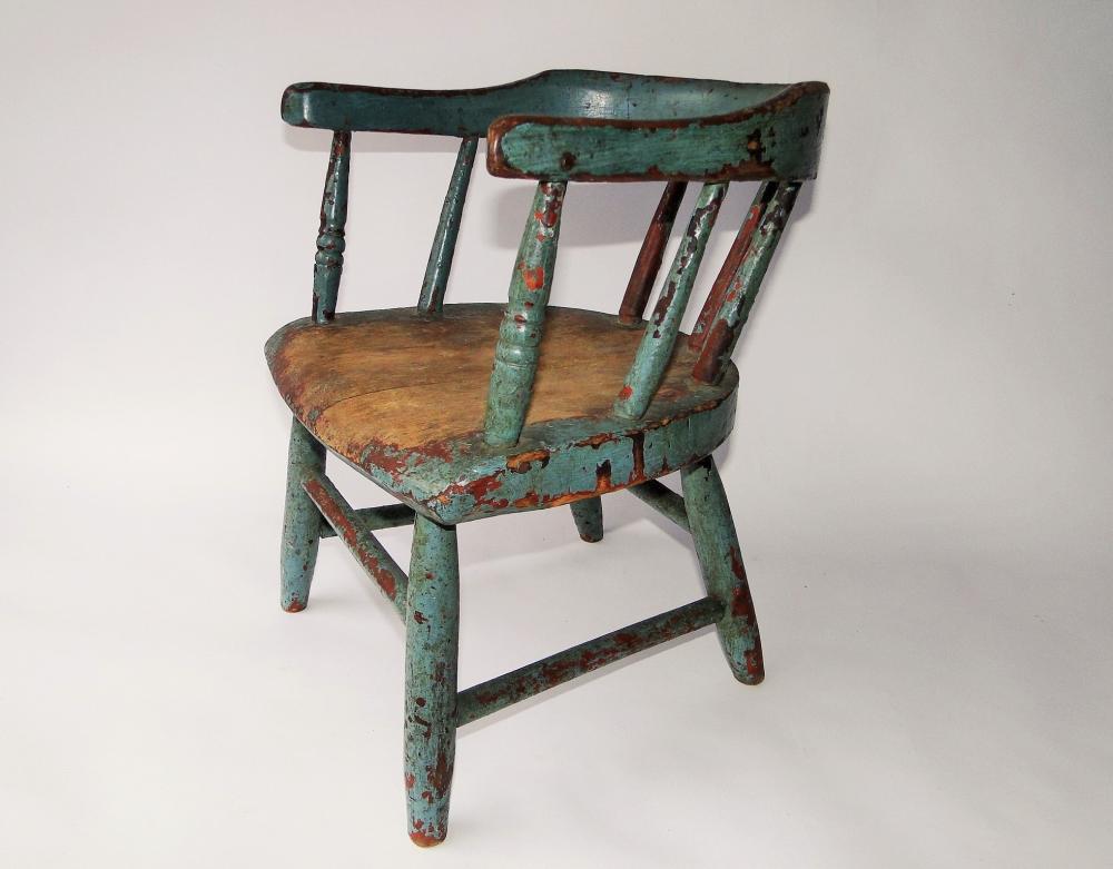 19TH C BLUE CHILD'S CHAIR (1 of 5)
