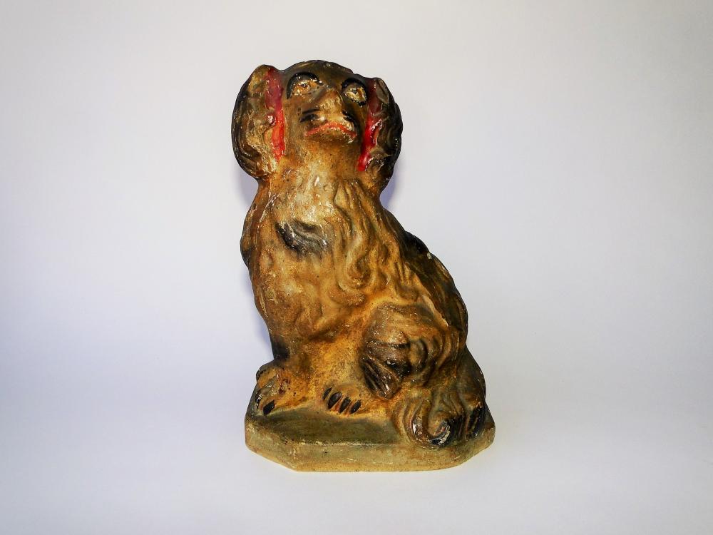C. 1850 SPANIEL CHALKWARE DOG (1 of 6)